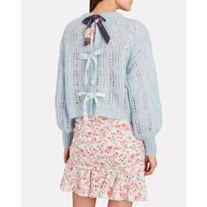 Loveschakfancy Blue knitted Eugenia Bow Back Sweater relaxed crop Size Small